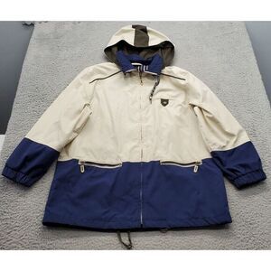 Vintage Signature Windbreaker Jacket Mens Large Tan Long Sleeve‎ Hooded Full Zip